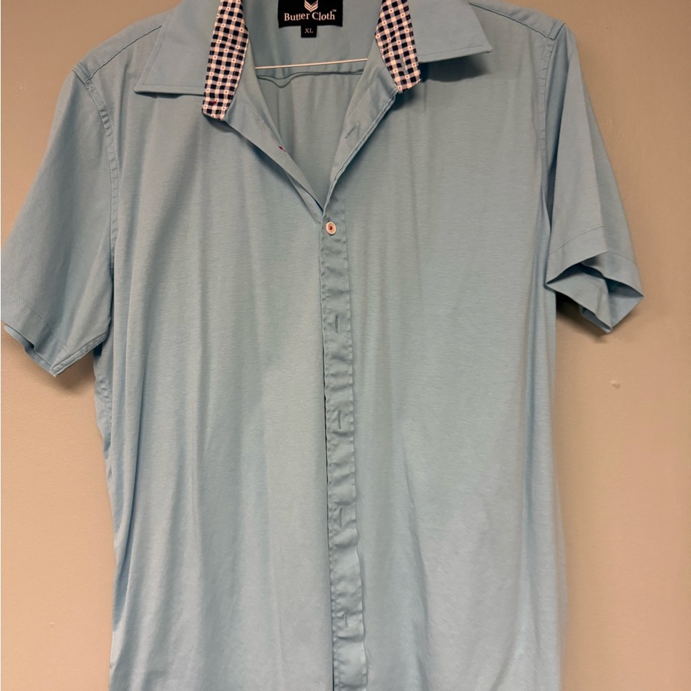 Butter Cloth Men’s Light Blue Short-Sleeve Shirt XL